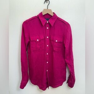 Ralph Lauren Magenta Pink Linen Top (Slim Fit) Size 10